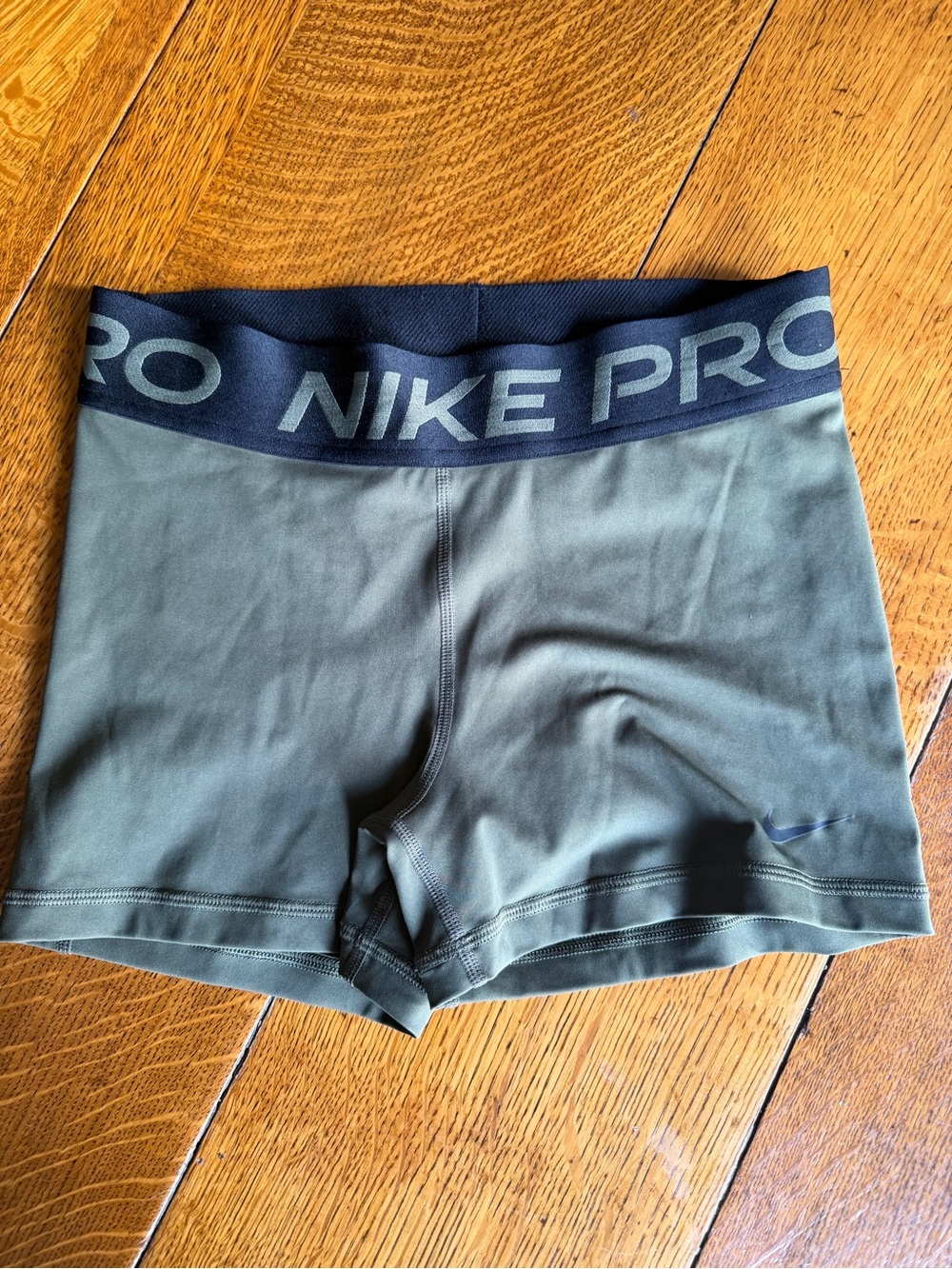Nike Pro Women's Olive Performance Shorts with Black Waistband